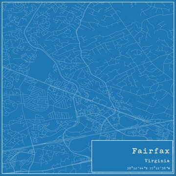 Blueprint US city map of Fairfax, Virginia.