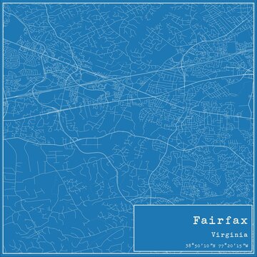 Blueprint US city map of Fairfax, Virginia.