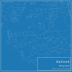 Blueprint US city map of Oxford, Maryland.