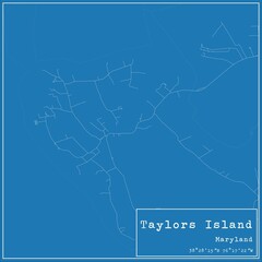 Blueprint US city map of Taylors Island, Maryland.