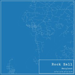 Obraz premium Blueprint US city map of Rock Hall, Maryland.