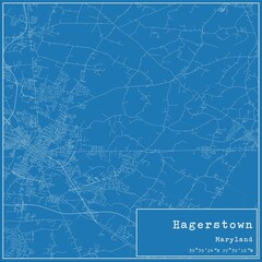 Blueprint US city map of Hagerstown, Maryland.
