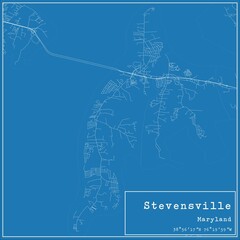 Blueprint US city map of Stevensville, Maryland.