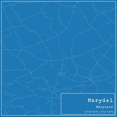 Blueprint US city map of Marydel, Maryland.