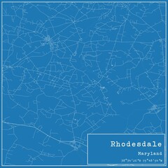 Blueprint US city map of Rhodesdale, Maryland.