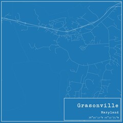 Blueprint US city map of Grasonville, Maryland.