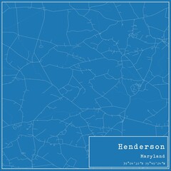 Blueprint US city map of Henderson, Maryland.