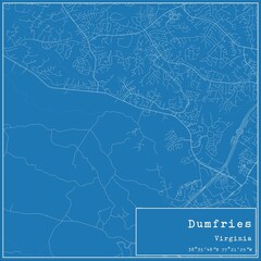 Blueprint US city map of Dumfries, Virginia.