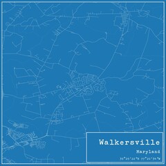 Blueprint US city map of Walkersville, Maryland.