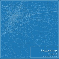 Blueprint US city map of Salisbury, Maryland.