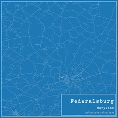 Blueprint US city map of Federalsburg, Maryland.