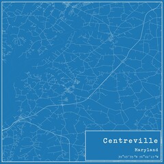 Obraz premium Blueprint US city map of Centreville, Maryland.