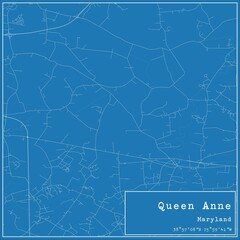 Blueprint US city map of Queen Anne, Maryland.
