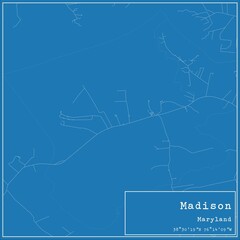 Blueprint US city map of Madison, Maryland.