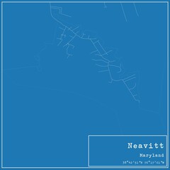 Blueprint US city map of Neavitt, Maryland.