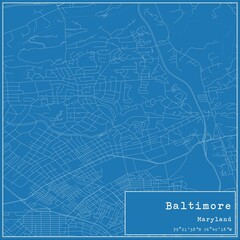 Fototapeta premium Blueprint US city map of Baltimore, Maryland.