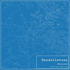 Blueprint US city map of Randallstown, Maryland.