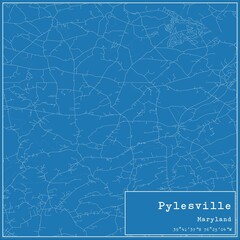 Blueprint US city map of Pylesville, Maryland.