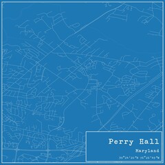Blueprint US city map of Perry Hall, Maryland.