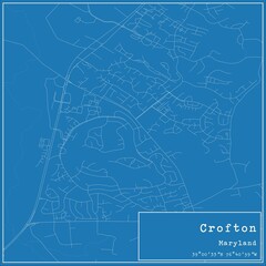 Blueprint US city map of Crofton, Maryland.