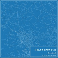 Blueprint US city map of Reisterstown, Maryland.