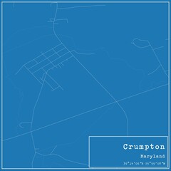 Blueprint US city map of Crumpton, Maryland.