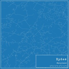 Blueprint US city map of Hydes, Maryland.
