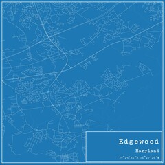 Blueprint US city map of Edgewood, Maryland.