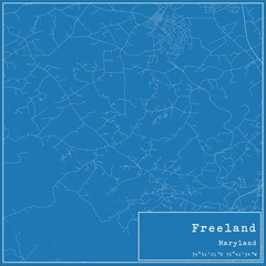 Blueprint US city map of Freeland, Maryland.