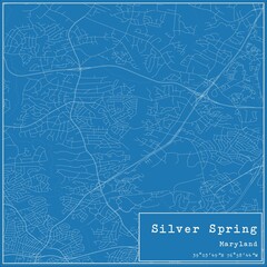 Blueprint US city map of Silver Spring, Maryland.