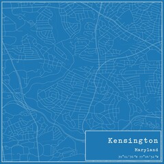 Blueprint US city map of Kensington, Maryland.
