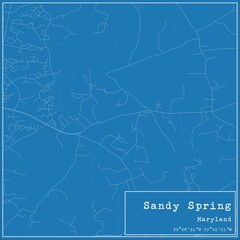 Blueprint US city map of Sandy Spring, Maryland.