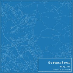 Blueprint US city map of Germantown, Maryland.