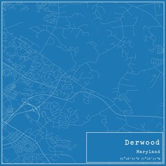 Blueprint US city map of Derwood, Maryland.