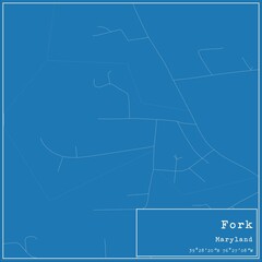 Blueprint US city map of Fork, Maryland.