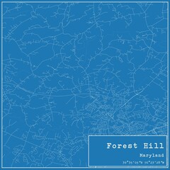 Blueprint US city map of Forest Hill, Maryland.