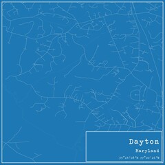 Blueprint US city map of Dayton, Maryland.