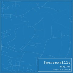 Blueprint US city map of Spencerville, Maryland.