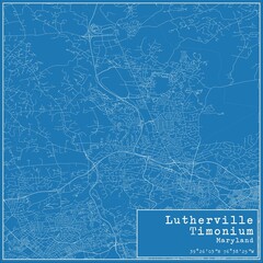 Blueprint US city map of Lutherville Timonium, Maryland.
