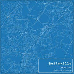 Fototapeta premium Blueprint US city map of Beltsville, Maryland.