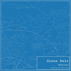 Blueprint US city map of Glenn Dale, Maryland.