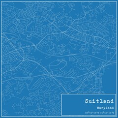 Blueprint US city map of Suitland, Maryland.