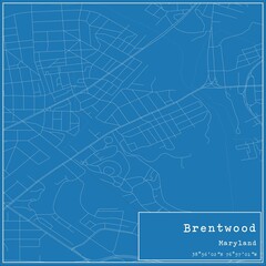 Fototapeta premium Blueprint US city map of Brentwood, Maryland.