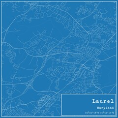 Blueprint US city map of Laurel, Maryland.