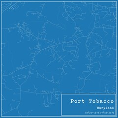 Obraz premium Blueprint US city map of Port Tobacco, Maryland.