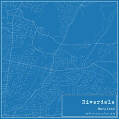 Blueprint US city map of Riverdale, Maryland.