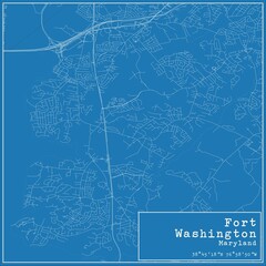 Blueprint US city map of Fort Washington, Maryland.