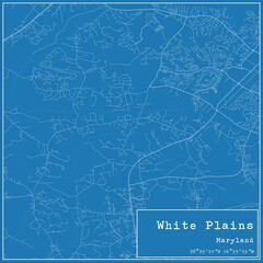 Blueprint US city map of White Plains, Maryland.