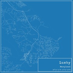 Blueprint US city map of Lusby, Maryland.