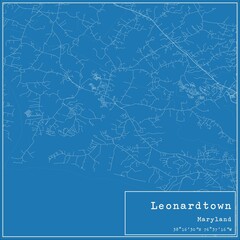 Blueprint US city map of Leonardtown, Maryland.